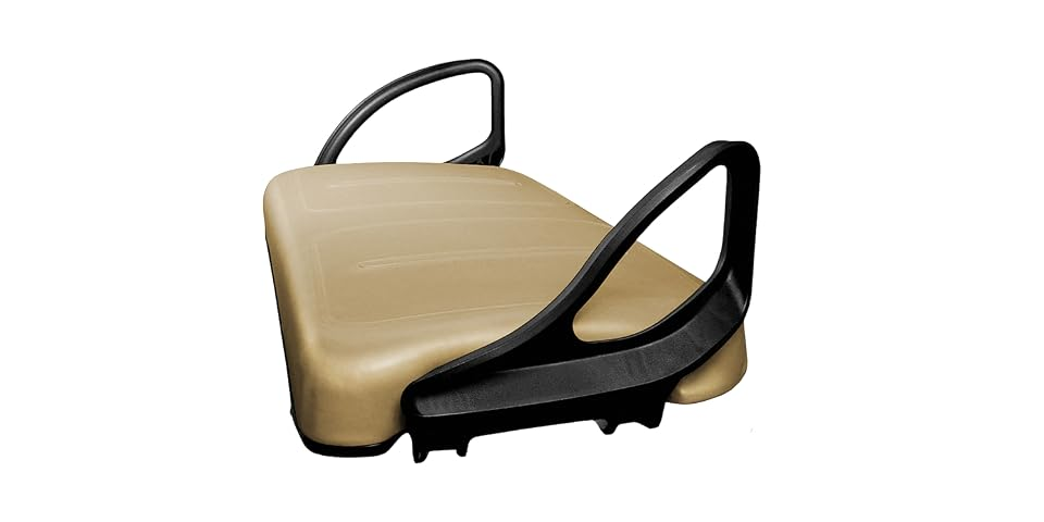 Golf cart seat with uncovered factory armrests before Cart Buddy