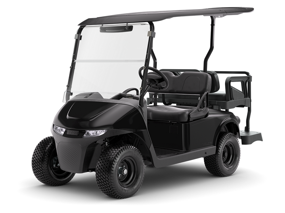 Golf cart with uncovered factory armrests before Cart Buddy padding